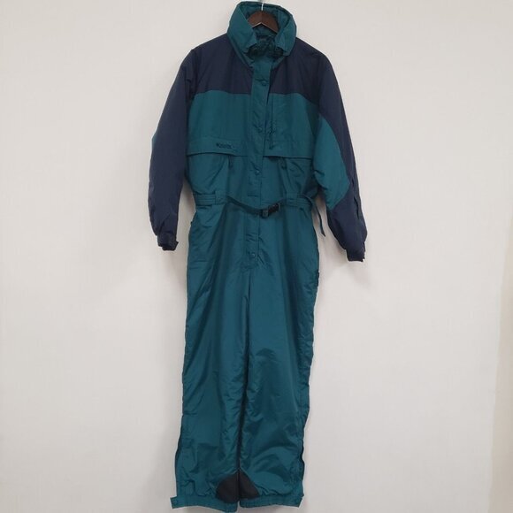 Vintage Columbia Womens Snow Suit Overalls‎ Size XL Green Outdoors Hiking Trails - Picture 1 of 16